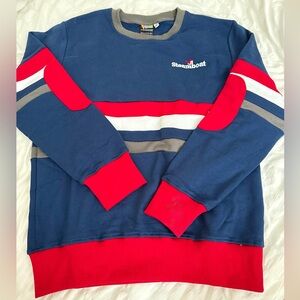 fresh Navy, Red & White Crewneck with Gray Accents